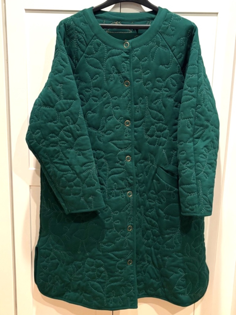 RARE Gudrun Sjoden Green Galapagos Quilted Cotton Coat Jacket Size Medium